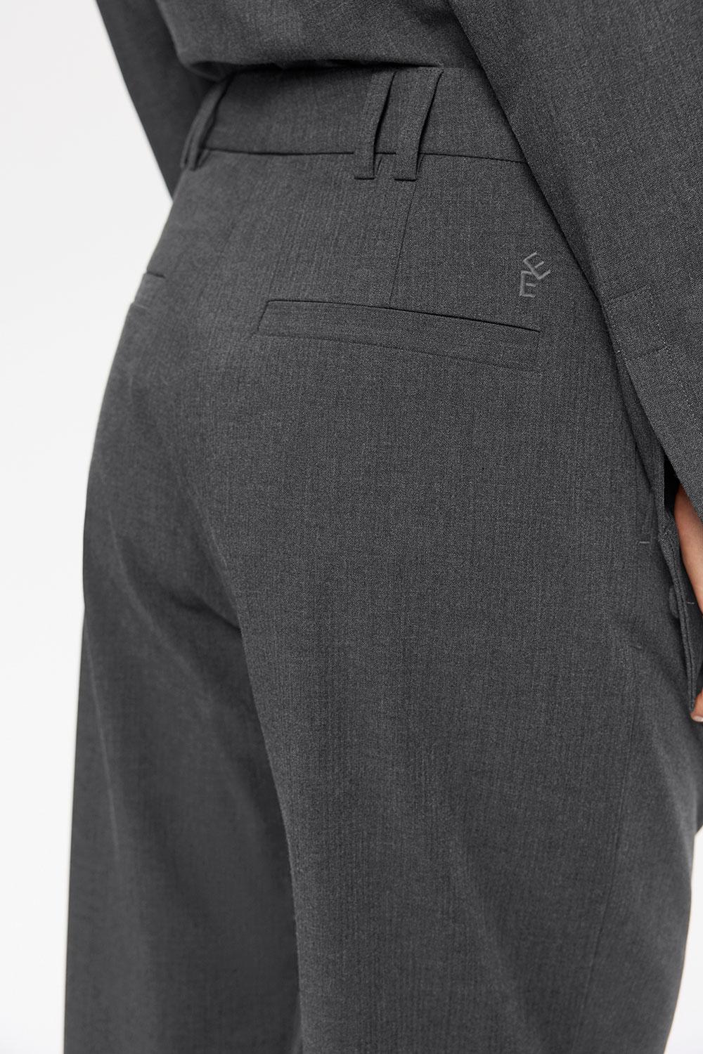 Elvine Dilay Mid Grey Melange Damen Bundfaltenhose Wide Leg grau